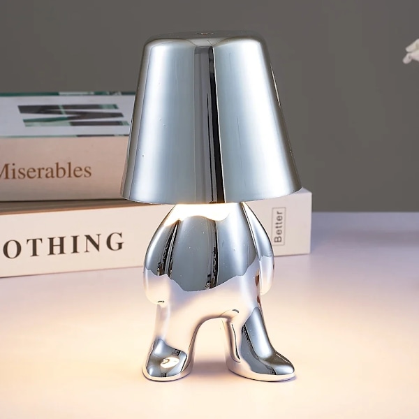 Little Golden Man Natt Light Resin LED Cartoon Bord Lampa