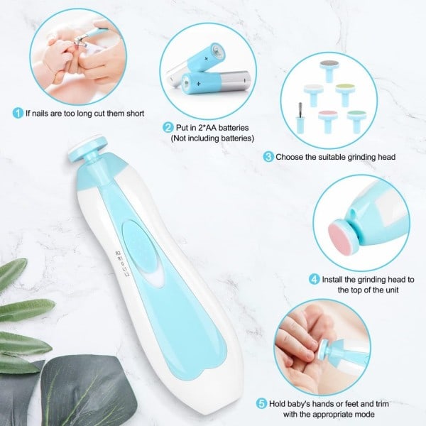 Multifunktionell Elektrisk Baby Nageltrimmer Baby Nagel Fil klippare Tår Fingernagel Kutter Trimmer Manikyr Verktyg Set
