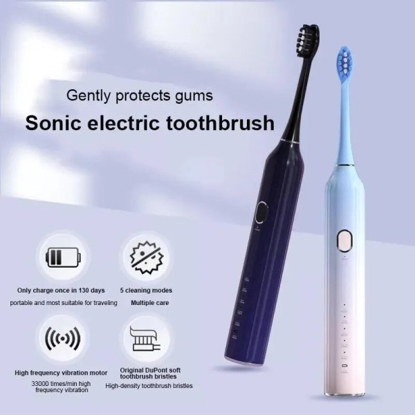 Sähköinen hammasharja USB laturi ladattava IPX7 vedenpitävä älykäs ajastin puhdistus valkaisu hampaat
