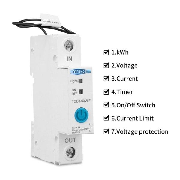 Enkelt Phase WIFI Smart Energi Måler Kwh Måling Overvågning Kretsløb Afbryder Timer Relæ