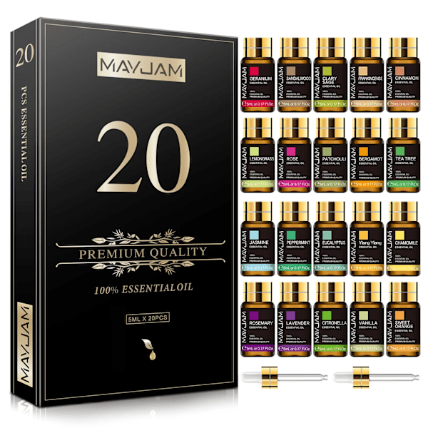 20 bitar present box ren naturlig växt eterisk oljor set för fuktare spridare citrongräs mynta eukalyptus lavendel olja citronella