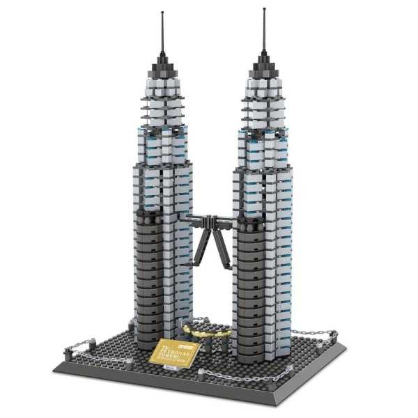 Maailma Arkkitehtuuri Kuala Lumpur Petronas Twin Towers Tree DIY Mini Timantti Blocks Bricks Rakennus lelu