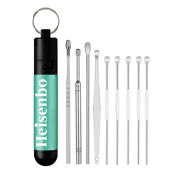 9 st stål öronpetare öronrengöring sked öronvård öronvax borttagning kit