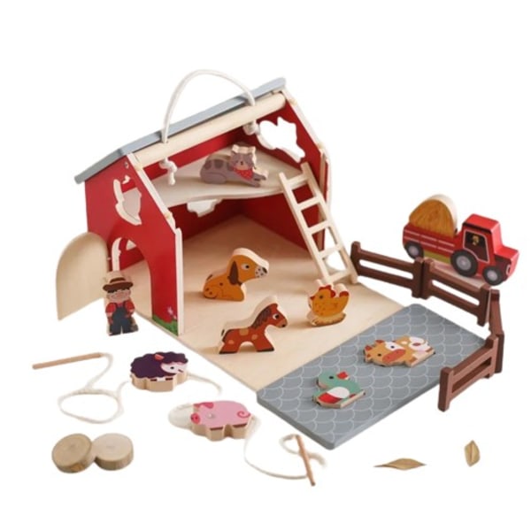 Lapset's Montessori lelu farm tasapaino lelut puu eläin pinoaminen lelu