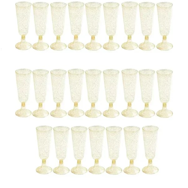 25 stykker 150ml Plastik Champagne Fløjter Engangs Mousserende Bar Kopper Klar Pink Ristning Kop