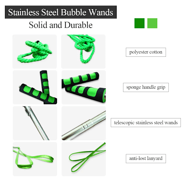 Justerbar Udendørs Bubble Wand Lang Kæmpe bobler Maskin pistol stang pinde Uden vand form