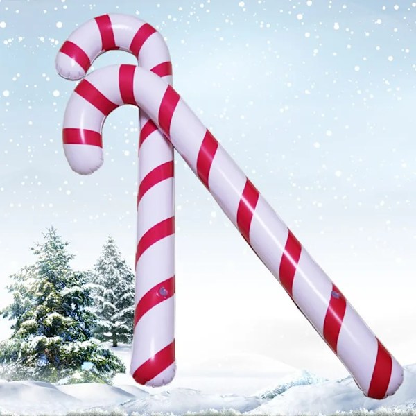 Jul Uppblåsbara Gångkäppar Jul Ute Godis Färgfärgade Uppblåsbara Gångkäppar