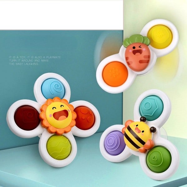 Baby Bad Leksaker Roliga Bad Sug Spinner Sugkopp Tecknad film Skallror Fidget Utbildningsleksaker