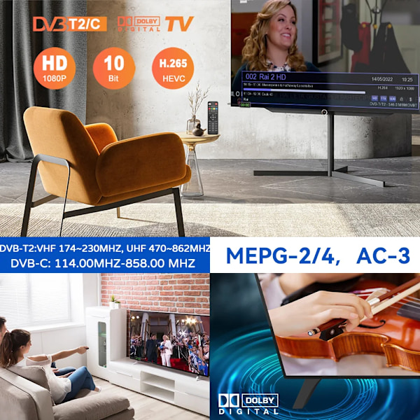 Mini TV tuner HEVC 10Bit U8mini Digital Terrestrisk mottaker