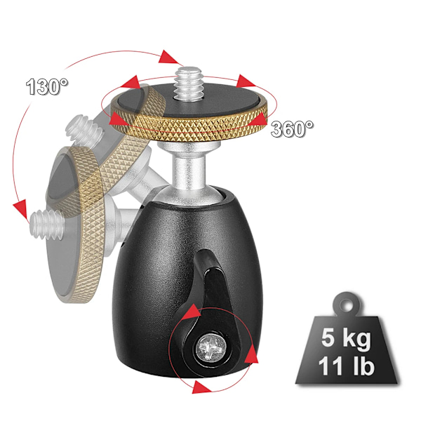 Mini Ball Head Mount 360° Panning Ballhead for DSLR/Mirrorless/Camera/MMicrophone/Mmonitor/Slider/Projector/LED Video Light Stand