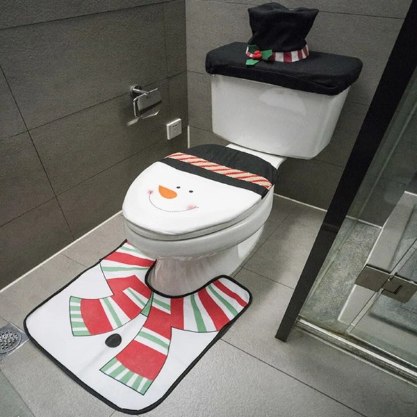 Joulu WC istuin päälliset Creative joulupukki kylpyhuone matto joulu tarvikkeet