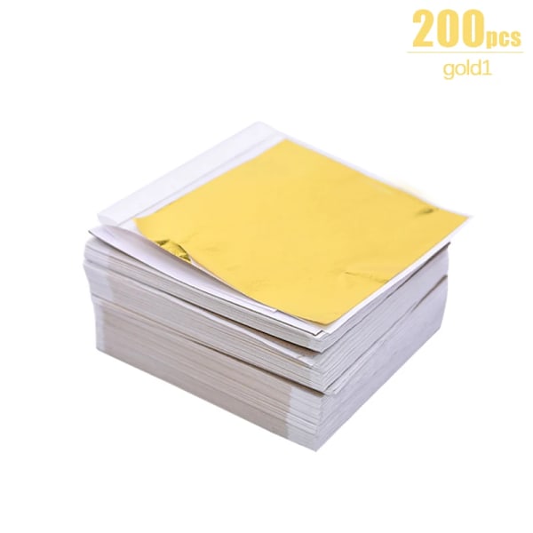 200 ark imitation guld silver folie papper blad förgyllning gör-det-själv konst hantverk papper