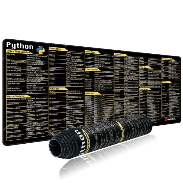 Python Programmering Mouse Pad Large Genveje Cheat Sheet Tastatur Mousepad
