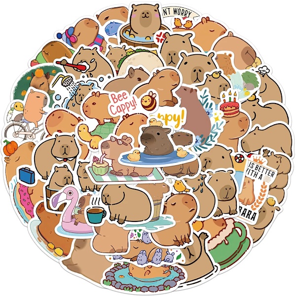 50 kpl sarjakuva Capybara tarra tarrat koriste teetä puhelin muistikirja matkalaukku kannettava jääkaappi lasten tarra