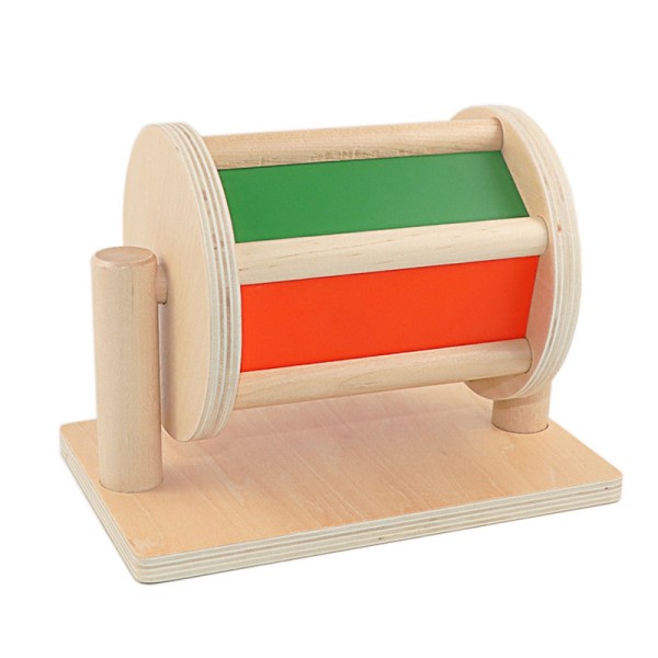 Montessori Material Trä Sensor Spinning Trumma med spegel ljud trumma pedagogiska leksaker