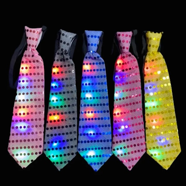 10 stykker LED Sløyfe Blinkende Light Up Paljetter Slips LED Sløyfe Slips