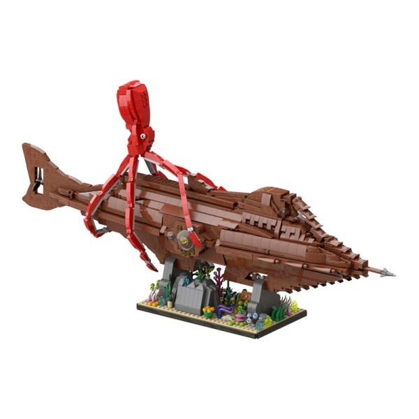 MOC DIY Nautilus Submarine Leagues laiva rakennus lohko sarja merenpohja vene alus tiili malli lasten lelu