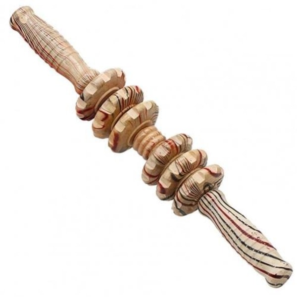 Ihoystävällinen Fascia Hieronta Stick Hieronta Liukumista estävä kahva Puu uritettu Gear Monitoiminen Smooth Roller hierontalaite