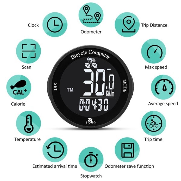 Trådløs Cykel Computer Vandtæt Cykel Kilometertæller Multi Funktionel LCD Skærm Cykling Speedometer Mountain Bike Speedo Måler
