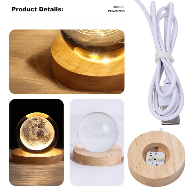 USB LED Natt Lys Galaxy Crystal Ball Bord Lampe 3D Planet Mon Lampe Soverom Home Decor