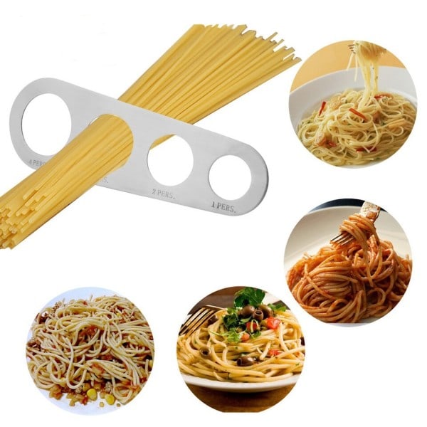 1 stk køkken rustfrit stål pasta nudel mål  køkken tilbehør 4 huller spaghetti måler værktøj