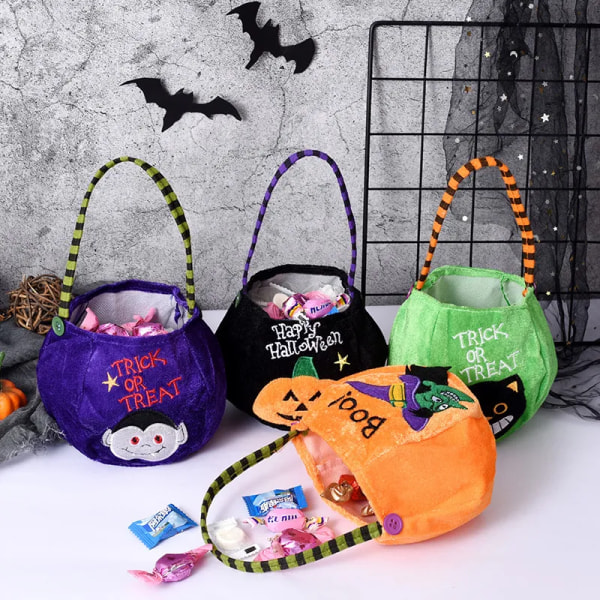 Halloween Bærbar Gresskar Veske Trick Or Treat Barn Godteri Bag Happy Halloween Day Gift