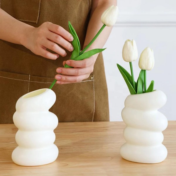 1 stycken Plast Spiral Vit Vas Nordisk Kreativt Blomsterarrangemang Behållare För Kök Vardagsrum Sovrum Hem Inredning Prydnad