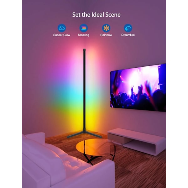 Smart RGB Dröm Färg Golv Lampa med Musik Sync Modern 16 Million Färg Föränderligt Stå Stämning Ljus