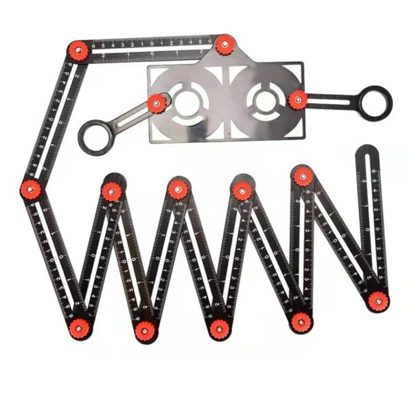 Aluminium legering Multi vinkel linjal sökare mått linjal med 2 borr kakel hål locator
