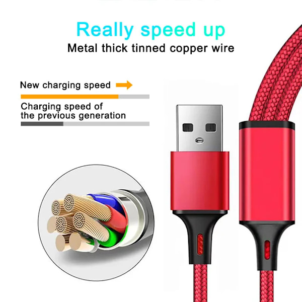 3 In 1 USB Snabb laddning kabel Typ C Micro IOS Multi laddare kabel