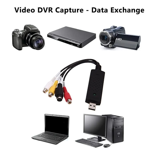 USB 2.0 Video Ljud Konverterare Capture Card Easy Cap Video Audio Converter TV DVD VHS Audio Capture Adapter Card