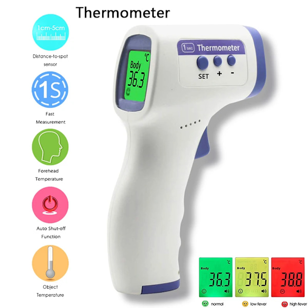 Hushåll Utomhus kontaktfri Panna Digital Display Termometer Infraröd Elektronisk Laser Earon Termometer