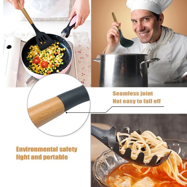Matlaging verktøy sett  Ikke-giftig matlaging baking kjøkken verktøy redskaper silikon spade skje skrape børste