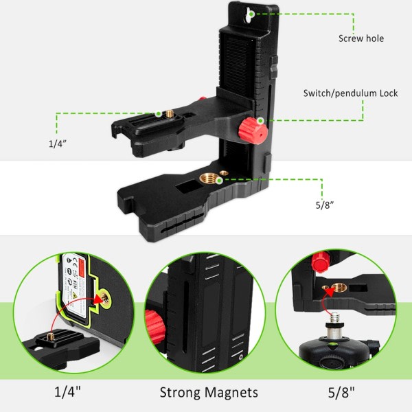 Sterk magnet Justerbar Laser Niveller brakett L-brakett Vegg montert holder nivellering støtte henger