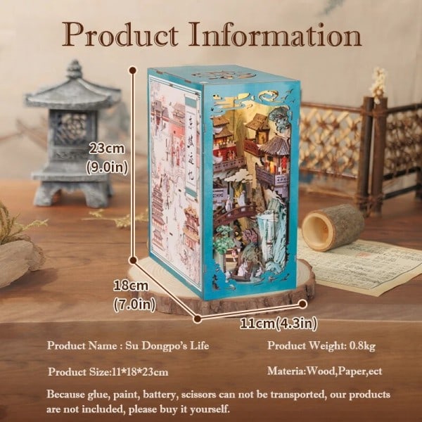 Tre bok krok hylle innsats miniatyr bygg sett  bokhylle montering 3D dukke hus