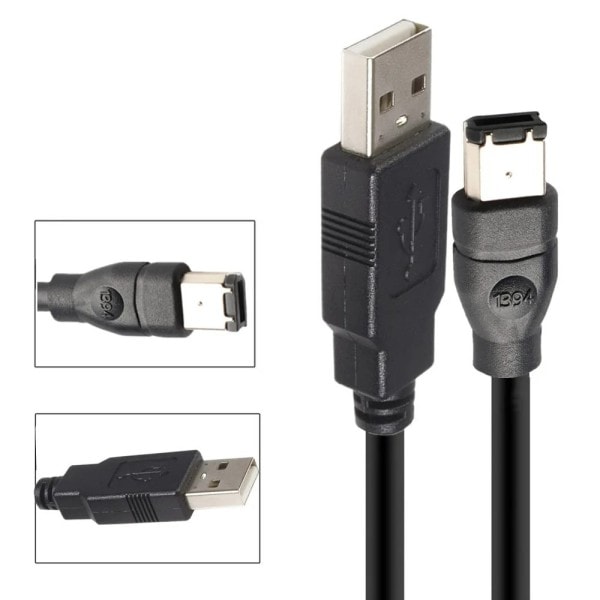 Firewire IEEE 1394 6 Pin Han til USB 2.0 A Han Adaptor Konverter Kabel ledning