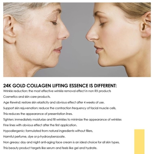 Kollagen Fjernelse Rynke Serum 24K Guld Anti Aging Lifting Opstrammende Fade Fine Liner Face Essence Fugtgivende