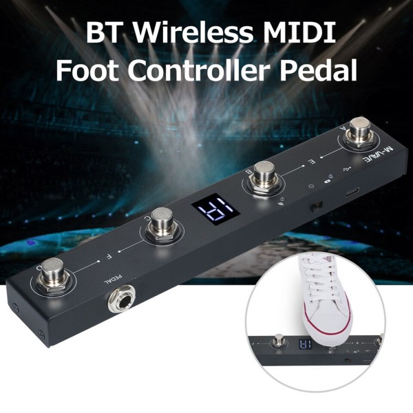 BT langaton MIDI ohjain ladattava 4 painiketta kannettava MIDI jalka ohjain