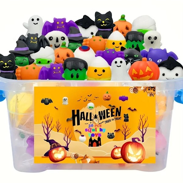 200 biter Halloween Squeeze Leker Set TPR Stress Lettelse Angst for Barn 8-12 Halloween Fest Angst Leker