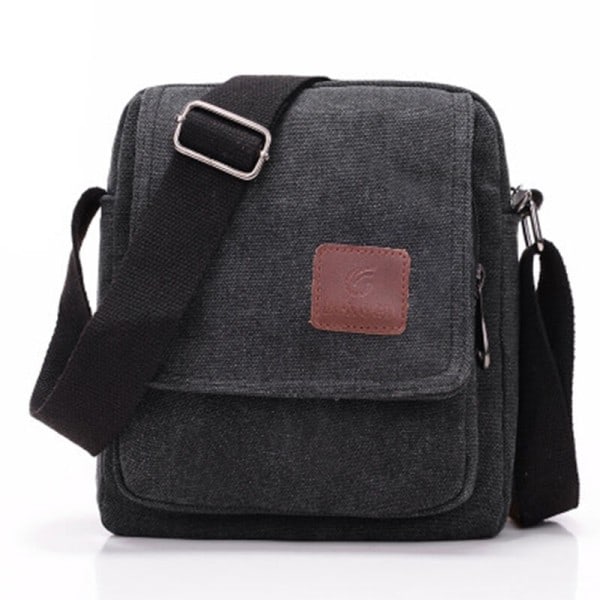 Mænd's Casual Style Canvas Skulder Messenger Tasker Multi-lomme med låg Håndtaske Crossbody Flap Taske