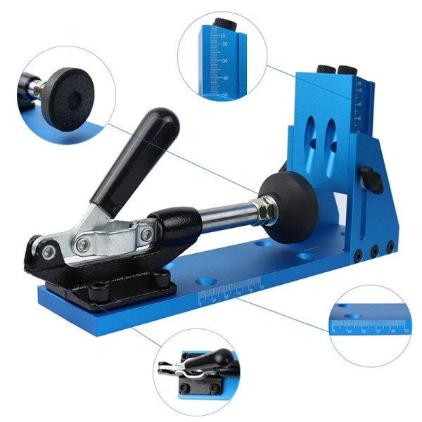 Træbearbejdning Skråt Hul Dyveling Jig Lomme Hul Jig Kit Med 9,5 mm Bor Bit Guide