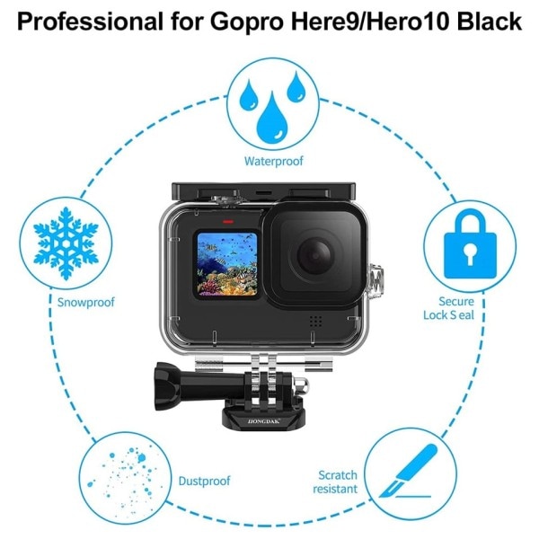 Vedenpitävä 60M Kotelo Sukellus Suoja Go Pro 9 10 GoPro9 vedenalainen sukellus kansi tarvikkeet