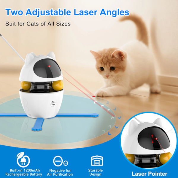 4-i-1 Cat Leksaker Inomhus Elektrisk Interaktiva Leksaker med Ball och Fjäder Automatisk Chasing Träning Laser Toy USB Uppladdningsbar