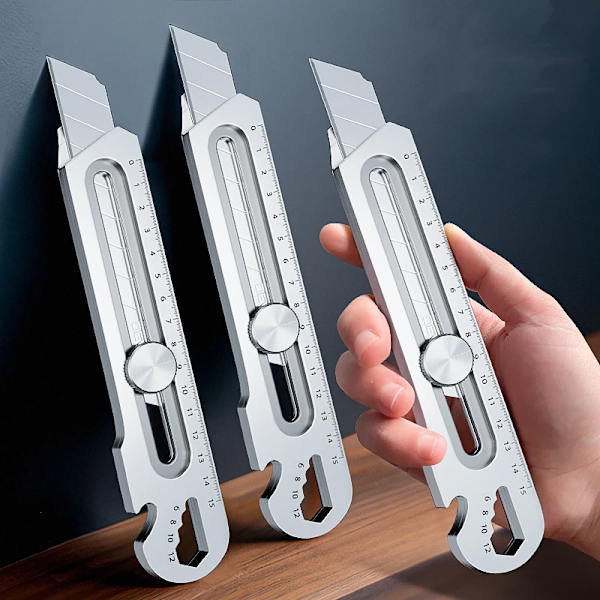Multifunktionell Utility Kniv 6 in 1 Rostfritt Stål Pappersvaror All Purpose Cutter Flask Plåt öppnare