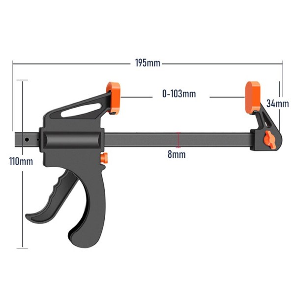 Træbearbejdning Work Bar Clamp Clip Kit 4 Tommer Quick Ratchet Release Speed Squeeze Hand Treworking Tools