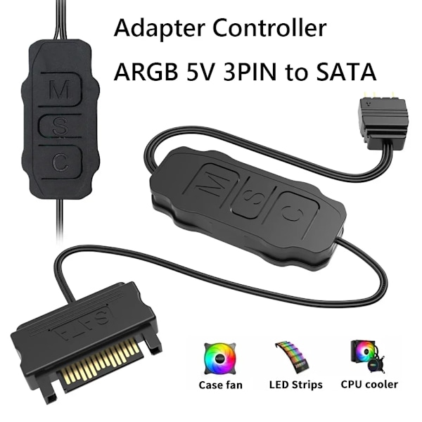5V 3Pin ARGB Controller SATA Strømforsyning Mini RGB LED