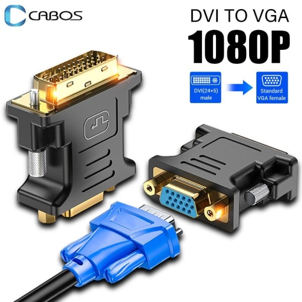 HD 1080P DVI till VGA adapter kabel konvertering DVI hane till VGA hona för dator värd grafikkort till projektor HDTV monitor