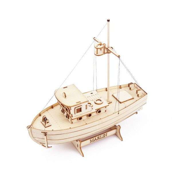 Trä Skepp Modell Kit Segelbåt Fiske Båt Byggnad 3D Pussel Montering Trä Gör-det-själv Mekanisk leksak