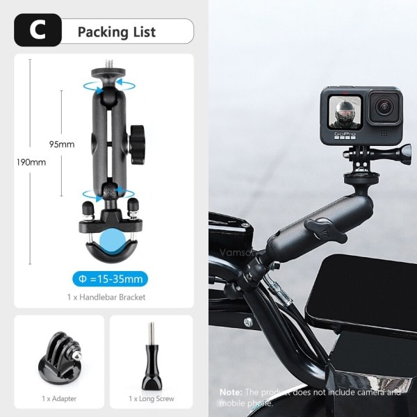 Moottoripyörän lisälaitteet pidin ohjaustanko peili kiinnike pyörä teline DJI OSMO insta360 toiminta kameralle