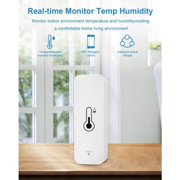 Smart WIFI Temperatur Og Fuktighet Sensor Innendørs Hygrometer Termometer